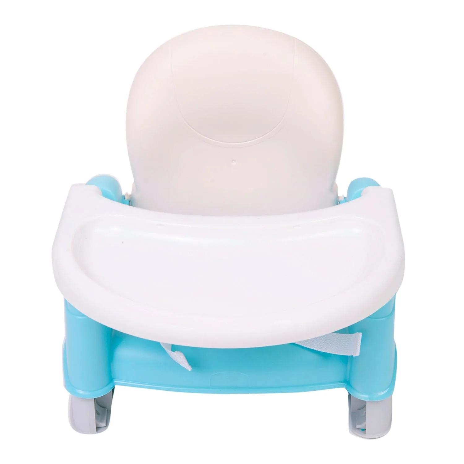 Foldable Feeding Booster Seat Adjustable Height And Food Tray Blue