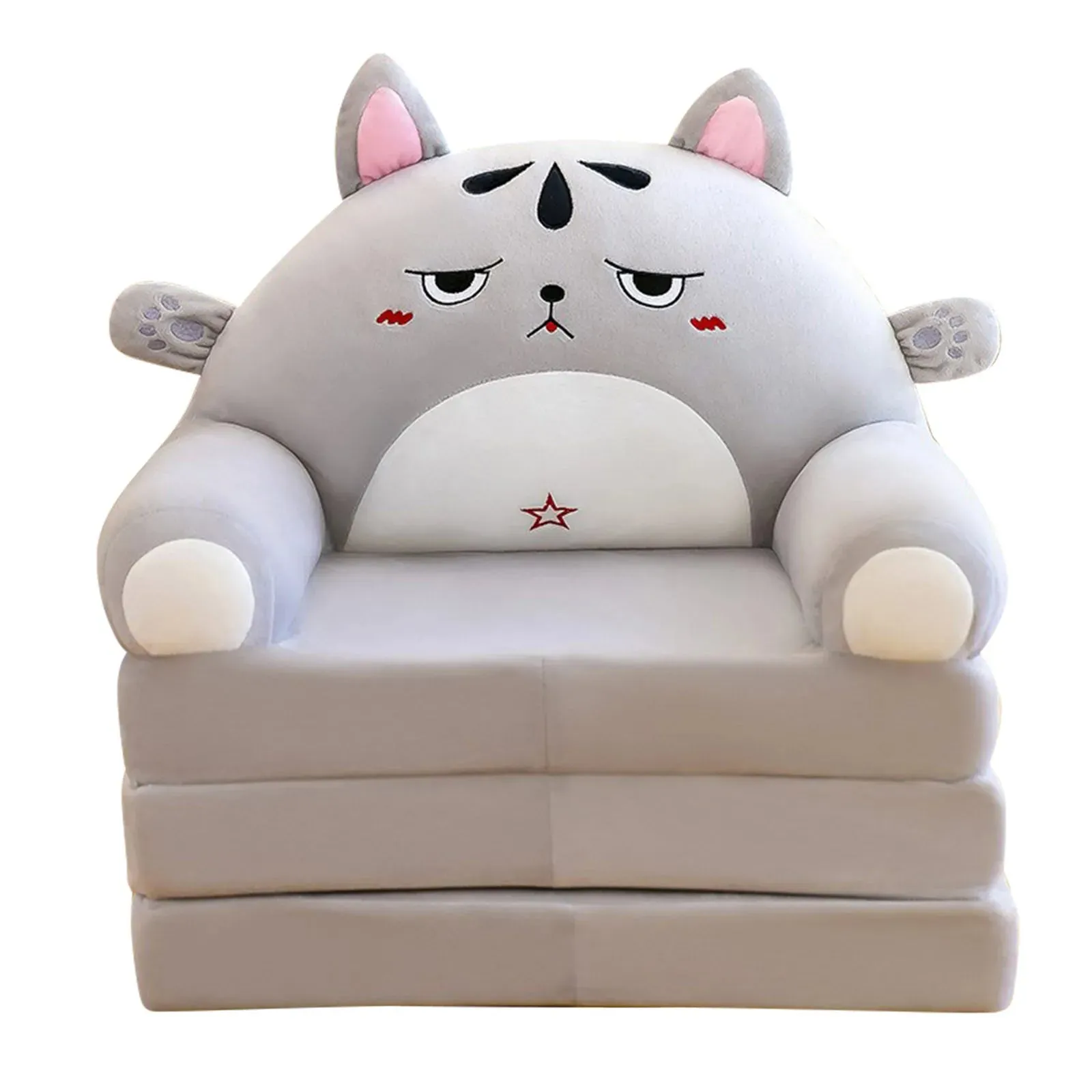 Foldable Kids Plush Sofa Chair – 2-in-1 Cute Cartoon Armchair & Lazy Seat (Cover Only)