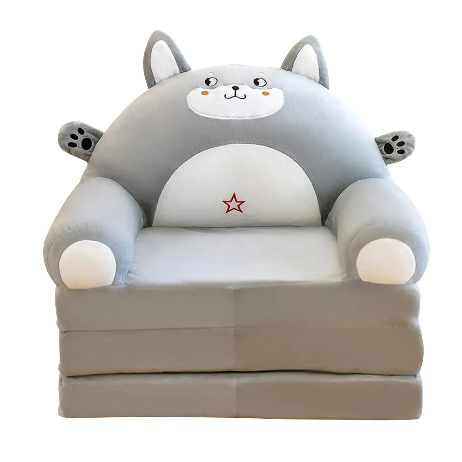 Foldable Kids Plush Sofa Chair – 2-in-1 Cute Cartoon Armchair & Lazy Seat (Cover Only)