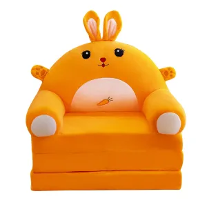 Foldable Kids Plush Sofa Chair – 2-in-1 Cute Cartoon Armchair & Lazy Seat (Cover Only)