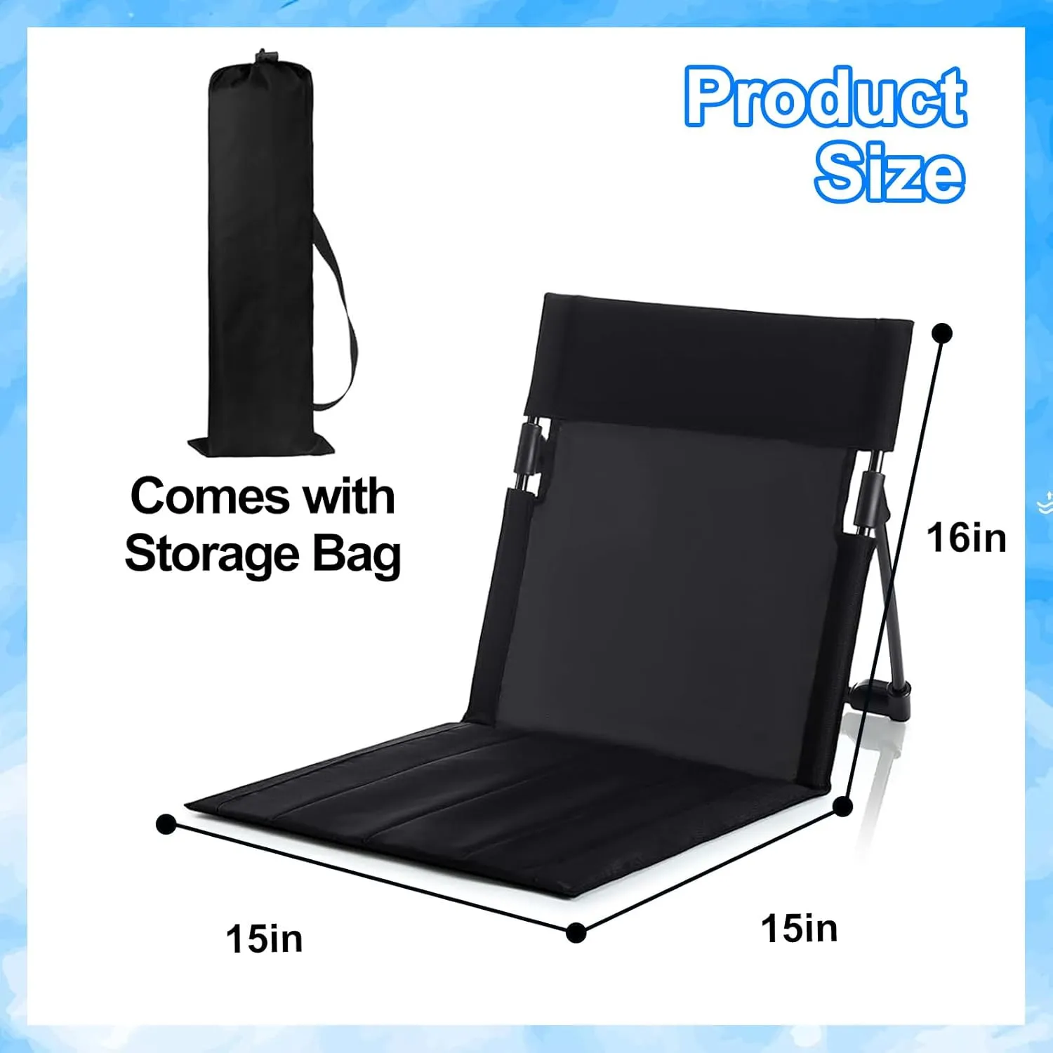 Foldable Seat for Poolside Chairs, Portable Outdoor Poolside Chairs for Edge of Pool, Beach Chair, SwimmingPool Accessories, Pool Seats for Edge,Beach Camping Picnic Lawn Accessories-Black