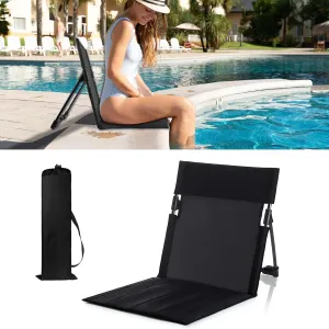Foldable Seat for Poolside Chairs, Portable Outdoor Poolside Chairs for Edge of Pool, Beach Chair, SwimmingPool Accessories, Pool Seats for Edge,Beach Camping Picnic Lawn Accessories-Black