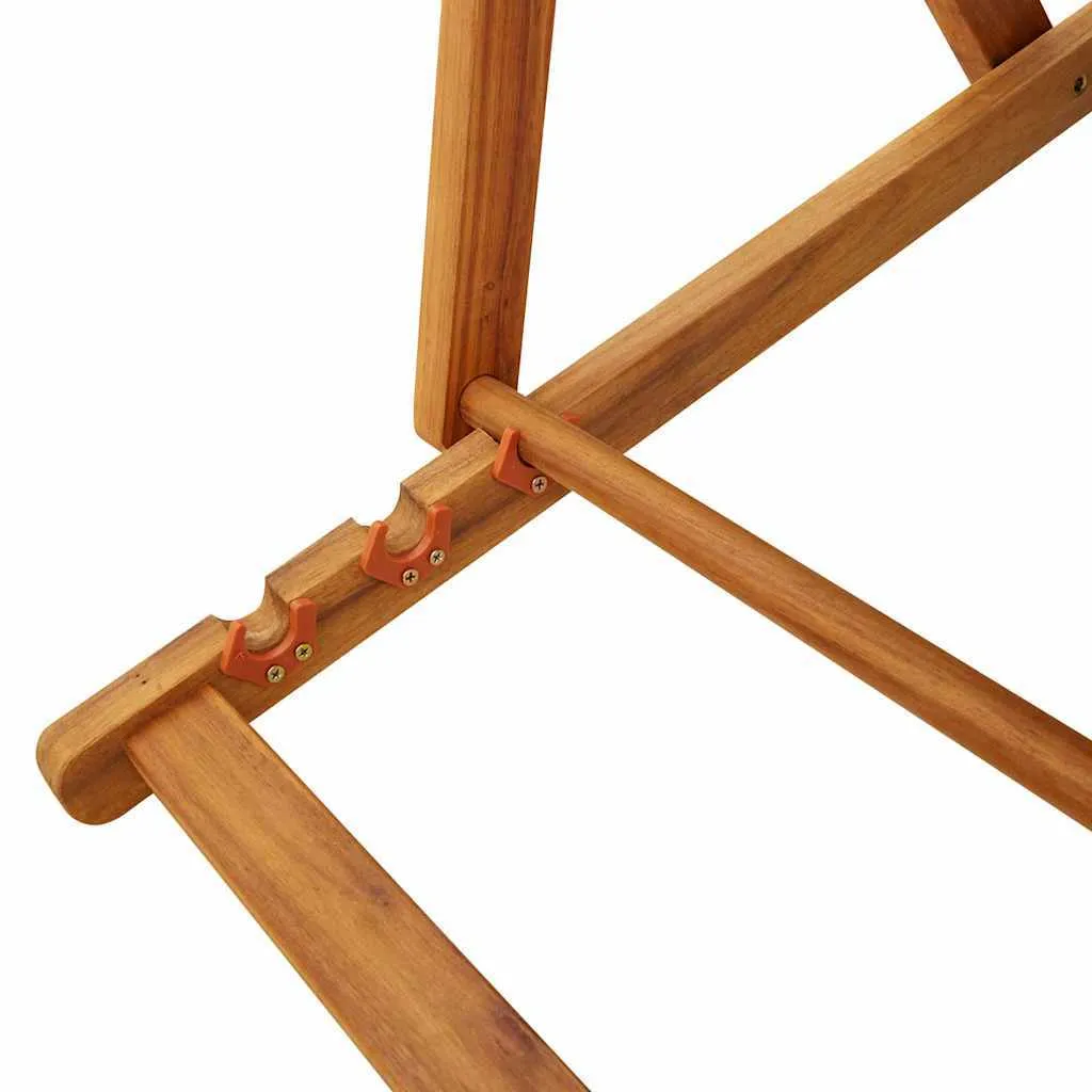 Folding Beach Chair with Armrests Blue Acacia Wood & Textilene