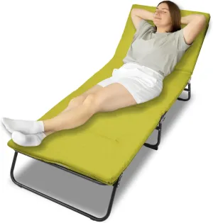 Folding Camping Cot for Adults, Heavy Duty 5-Adjustable Outdoor Bed with Carry Bag, 1200d Oxford Travel Cot for Camping, Hiking, – Green (1 Doors)