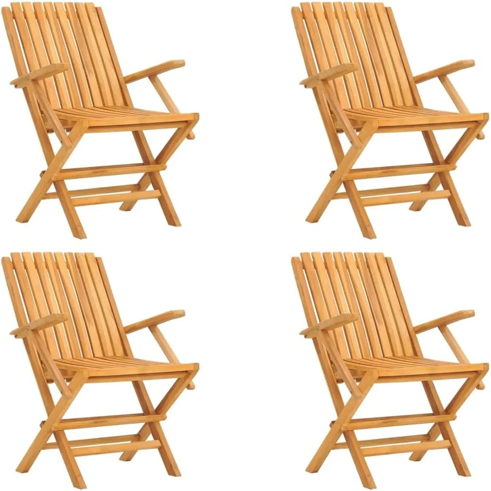 Folding Patio Chairs 4 pcs 24" x 26.4" x 35.4" Solid Teak Wood Outdoor Furniture Foldable Chairs for Garden, Patio, Lawn, and Dining