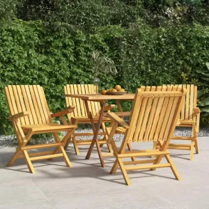 Folding Patio Chairs 4 pcs 24" x 26.4" x 35.4" Solid Teak Wood Outdoor Furniture Foldable Chairs for Garden, Patio, Lawn, and Dining