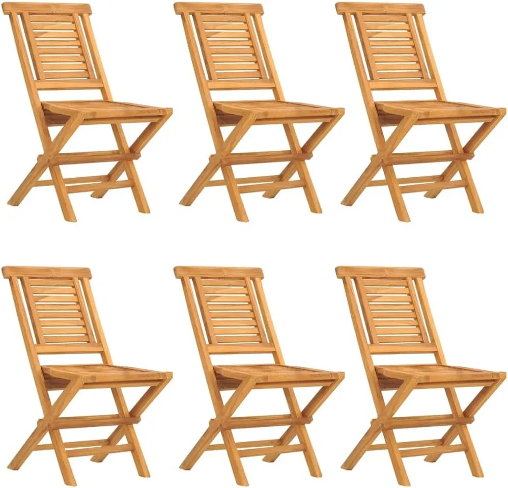 Folding Patio Chairs 6 pcs Solid Teak Wood Outdoor Furniture Folding Garden Comfortable Backrest Lounge Outdoor Furniture Patio Dining Chairs