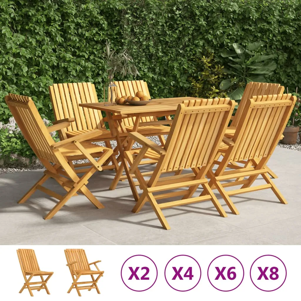Folding Patio Chairs 8 pcs 24"x26.4"x35.4" Solid Wood Teak