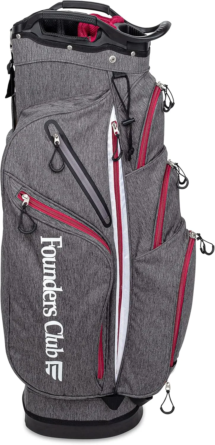 Founders Club Franklin Golf Push Cart Bag -Riding Cart Bag -Full Bag Rain Cover -Secure Push Cart Base -Light Weight -15 Way Full Length Divider-External Putter Tube-Embroidery Panel