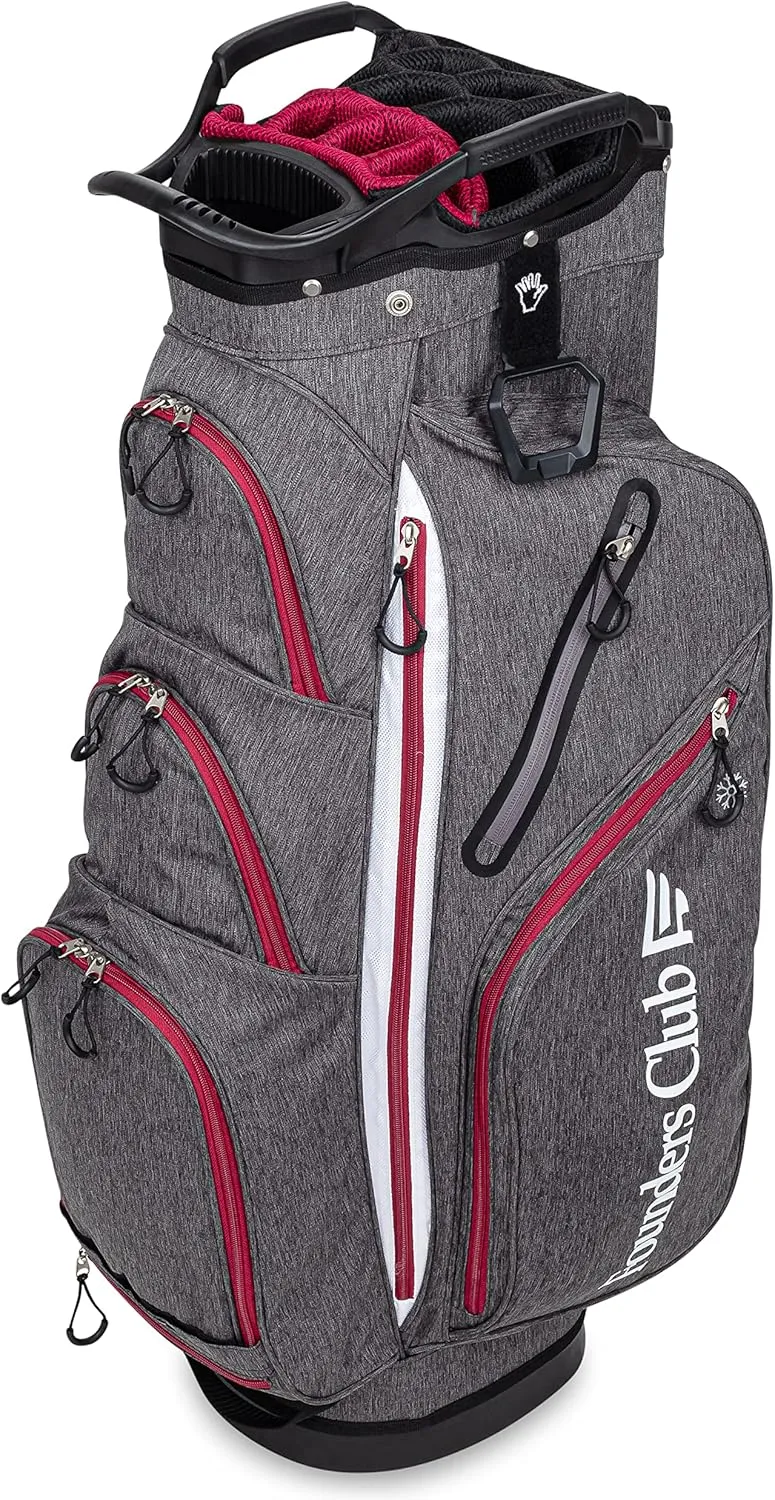 Founders Club Franklin Golf Push Cart Bag -Riding Cart Bag -Full Bag Rain Cover -Secure Push Cart Base -Light Weight -15 Way Full Length Divider-External Putter Tube-Embroidery Panel