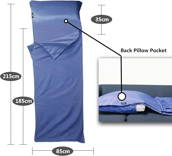 Frelaxy Sleeping Bag Liner, XL Travel Sheet & Camping Sheet for Backpacking, Hotel, Hostels & Traveling, Comfy & Easy Care, Full-Length Zipper/No Zipper