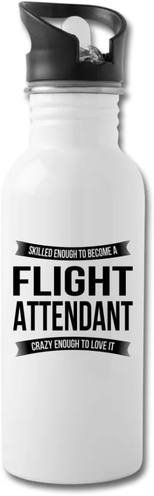 Funny Flight Attendant Water Bottle For Men Women New Job Gifts Appreciation 20 fl oz Bottle White