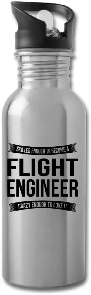 Funny Flight Engineer Water Bottle For Men Women New Job Gifts Appreciation 20 fl oz Bottle Silver