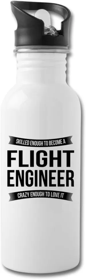 Funny Flight Engineer Water Bottle For Men Women New Job Gifts Appreciation 20 fl oz Bottle White