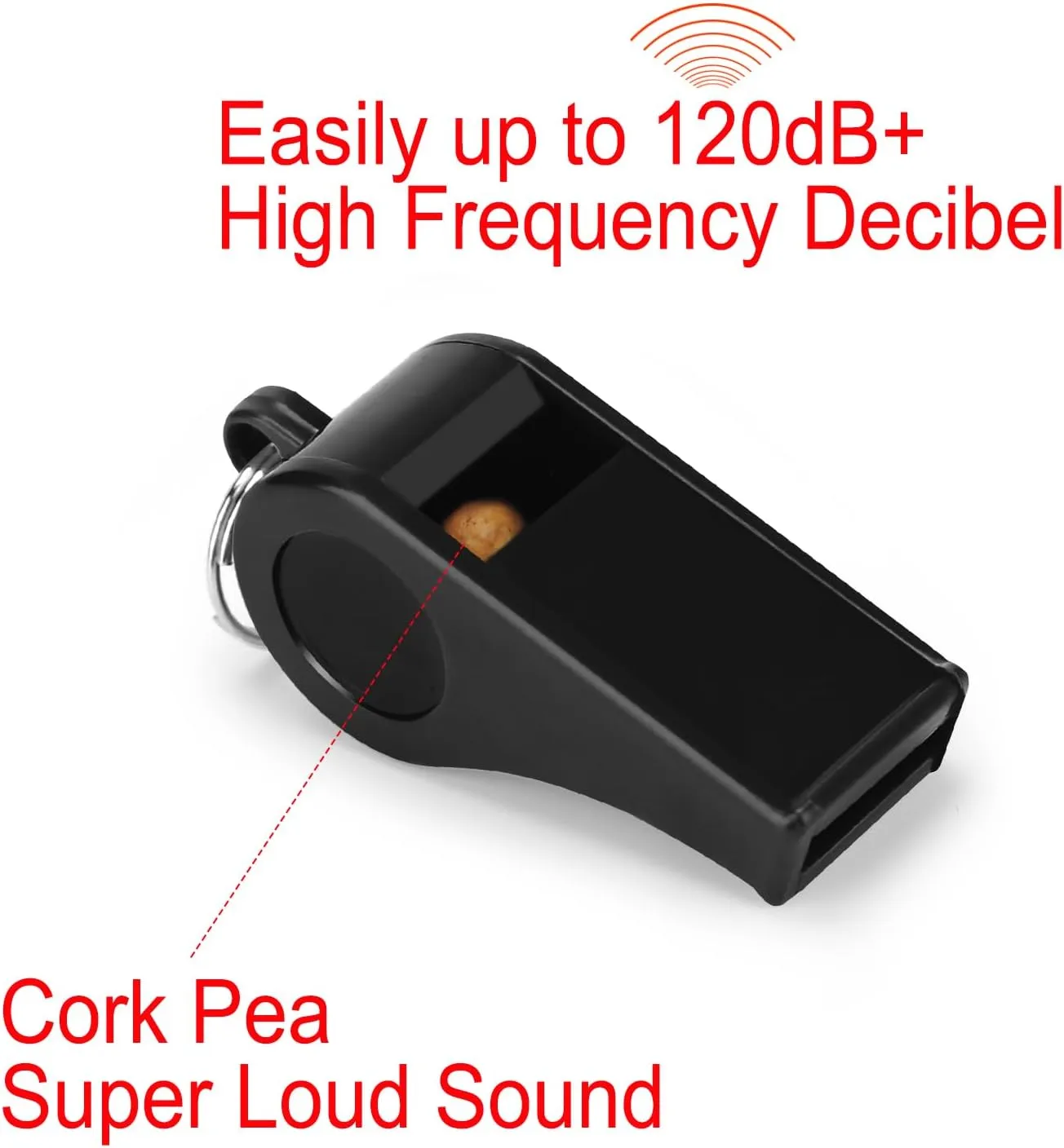 Fya Plastic Whistle with Lanyard, Loud Clear Black Whistles Bulk Great for Coaches, Referees, and Officials