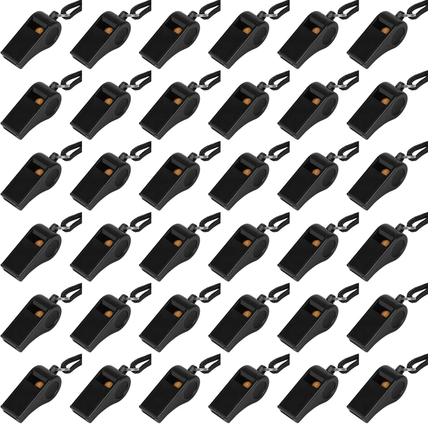 Fya Plastic Whistle with Lanyard, Loud Clear Black Whistles Bulk Great for Coaches, Referees, and Officials