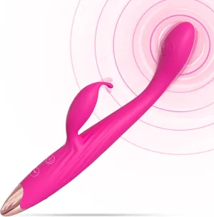 G Spot Vibrator with Clitoral Stimulator, Beginners Small Women Couples Adult Sex Toys, Rose Finger Female Rabbit Sex Toy Clit Clitoris Vibrator,Slim G Spot Dildo Wand Vibrators for Women Her Pleasure