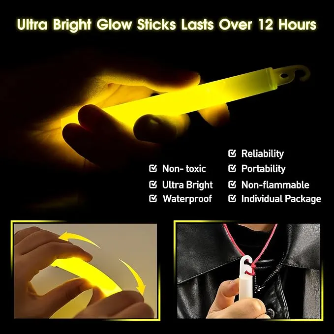 General Medi Survival Kit - 12 Ultra Bright Glow Sticks, Emergency Blanket, Survival Whistle - For Camping, Hiking, Outdoor, Survival Kit and More - Lasts Over 12 Hours
