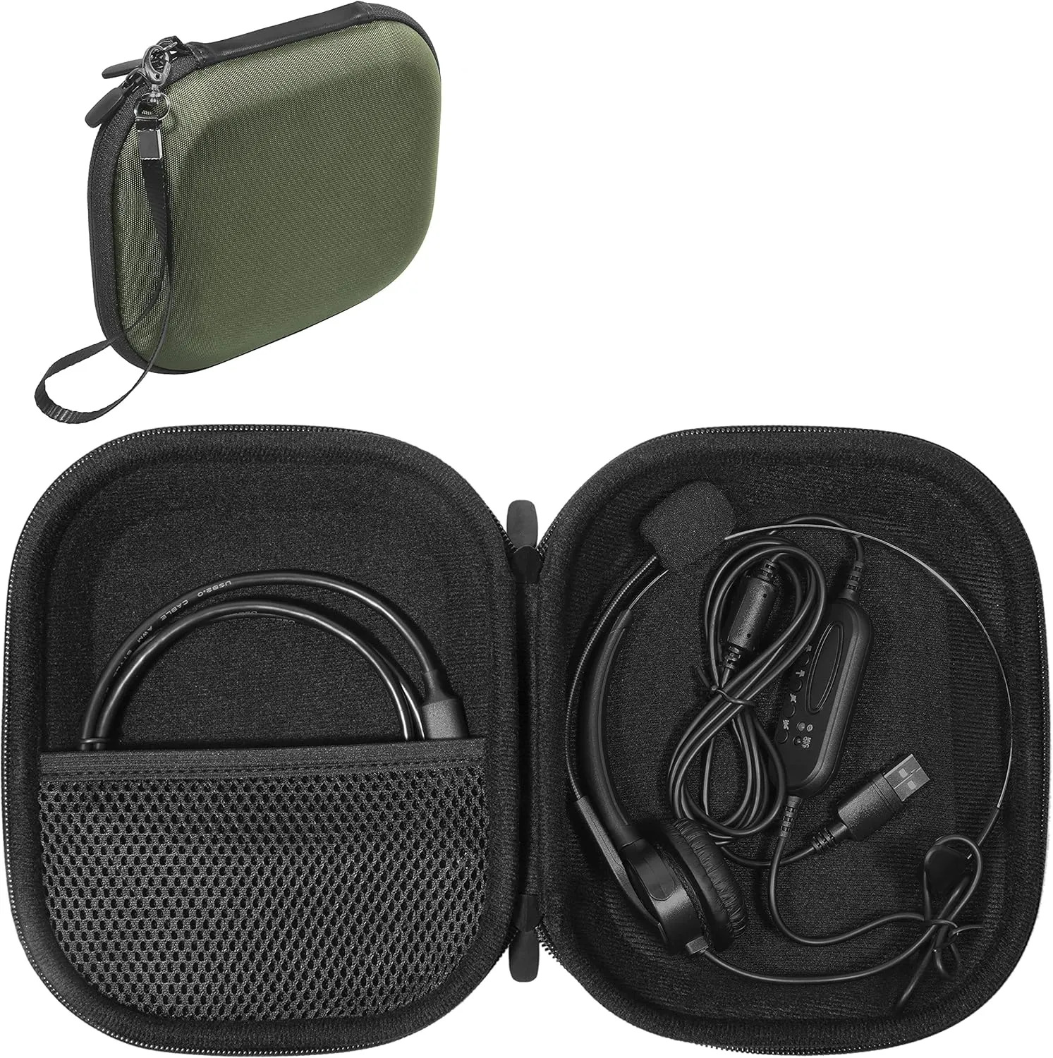 getgear Headset Case for Jabra Biz 1500, Evolve 65, 40 UC; Plantronics Voyager 104, Blackwire C5220, C3220, C225, Also for Mpow Pro, M5, M5 Pro, HC5, V5.0, TaoTronics, YAMAYN Headset (Green)