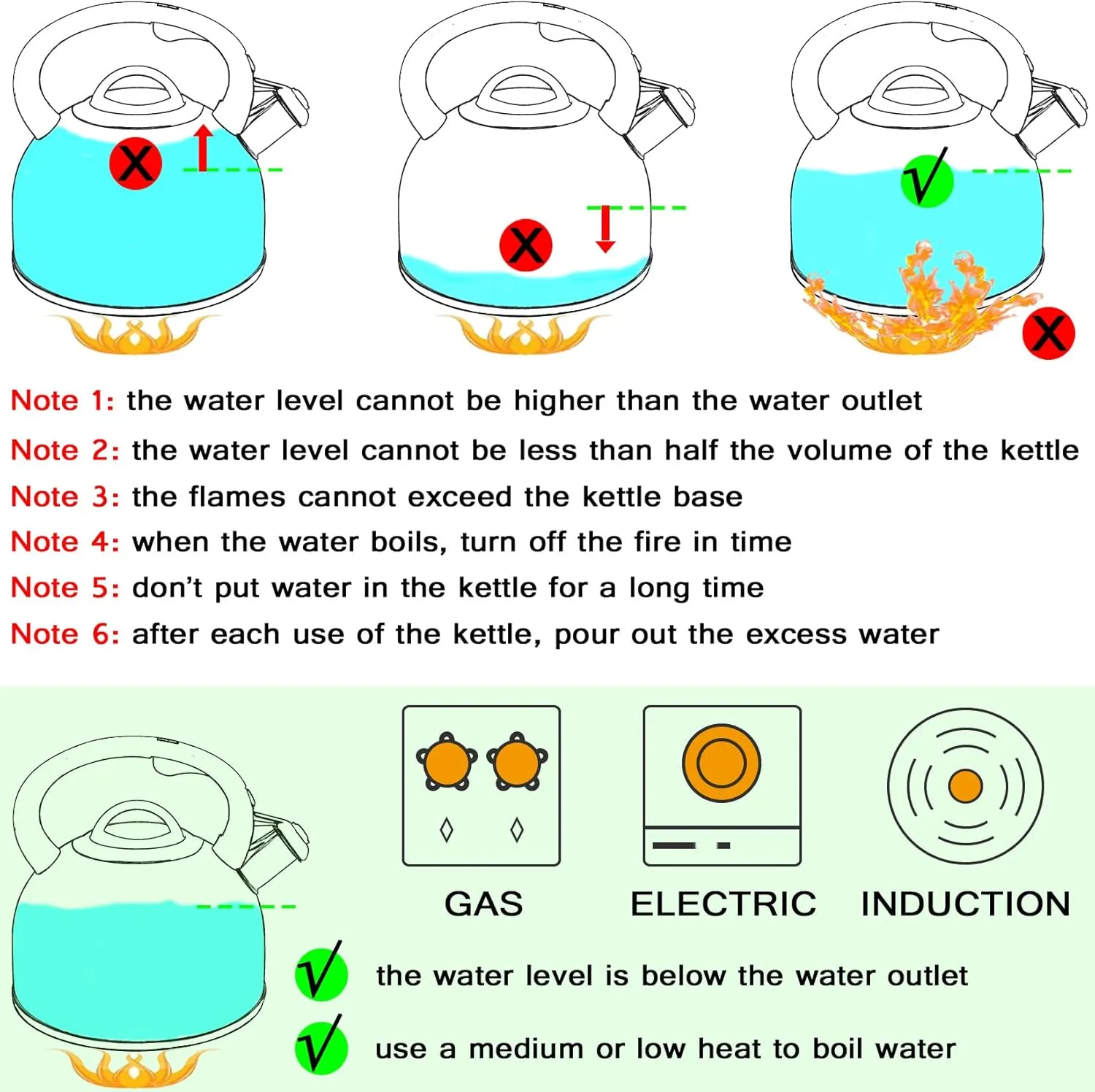 GGC 3L Tea Kettle for Stove Top, Loud Whistling Tea Kettles Water Boiler, Stainless Steel Kettles with Anti-Heat Handle and Simple Touch Button to Control Kettle Outlet
