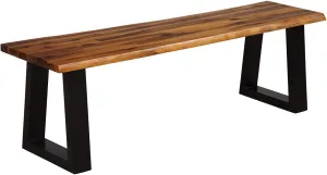 Giantex Wooden Dining Bench Seating Chair Rustic Indoor &Outdoor Furniture (Rustic Brown&Black)