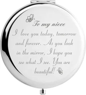 Gift for Niece from Aunt,to My Niece,Niece Birthday Gifts from Auntie Uncle Travel Mirror, Niece Graduation Gifts from Aunt (Beautiful Niece)