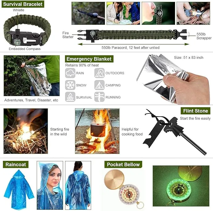 Gifts for Him Men Dad Christmas, Survival Kits, Emergency Survival Gear and Equipment, Cool Gadgets for Men Camping Fishing Hunting Outdoor