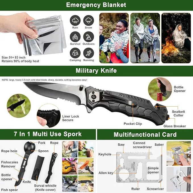 Gifts for Men Dad Him Husband Fathers Day - Survival Kit - Survival Gear and Equipment- Camping Accessories Cool Gadget Birthday Day Gifts for Men Husband Guy