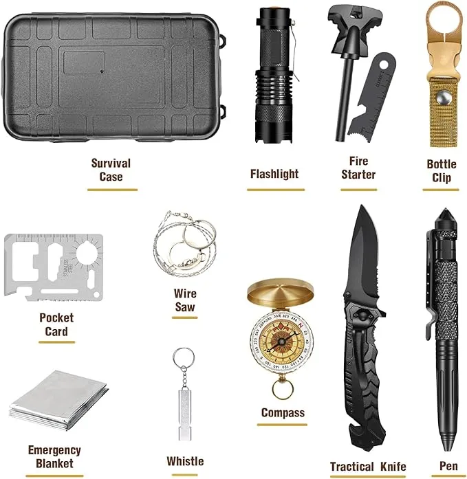 Gifts for Men Dad Husband Him, Survival Kit, Emergency Survival Gear and Equipment 14 in 1, Anniversary Birthday Gifts for Him Boyfriend, Hunting Fishing Camping Accessories, Cool Gadget