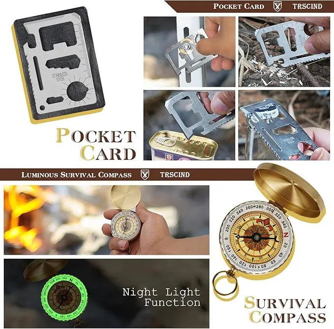 Gifts for Men Dad Husband Him, Survival Kit, Emergency Survival Gear and Equipment 14 in 1, Anniversary Birthday Gifts for Him Boyfriend, Hunting Fishing Camping Accessories, Cool Gadget
