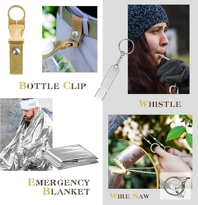 Gifts for Men Dad Husband Him, Survival Kit, Emergency Survival Gear and Equipment 14 in 1, Anniversary Birthday Gifts for Him Boyfriend, Hunting Fishing Camping Accessories, Cool Gadget