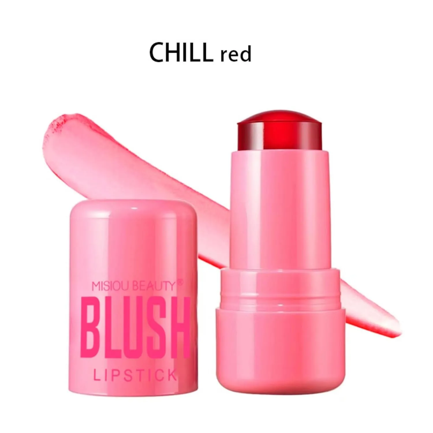 GlowJelly Cheek Tint - Transparent Gel Blush Stick, 16H Waterproof & Buildable Color, Vegan & Lightweight (For All Skin Tones) (Chill Red)