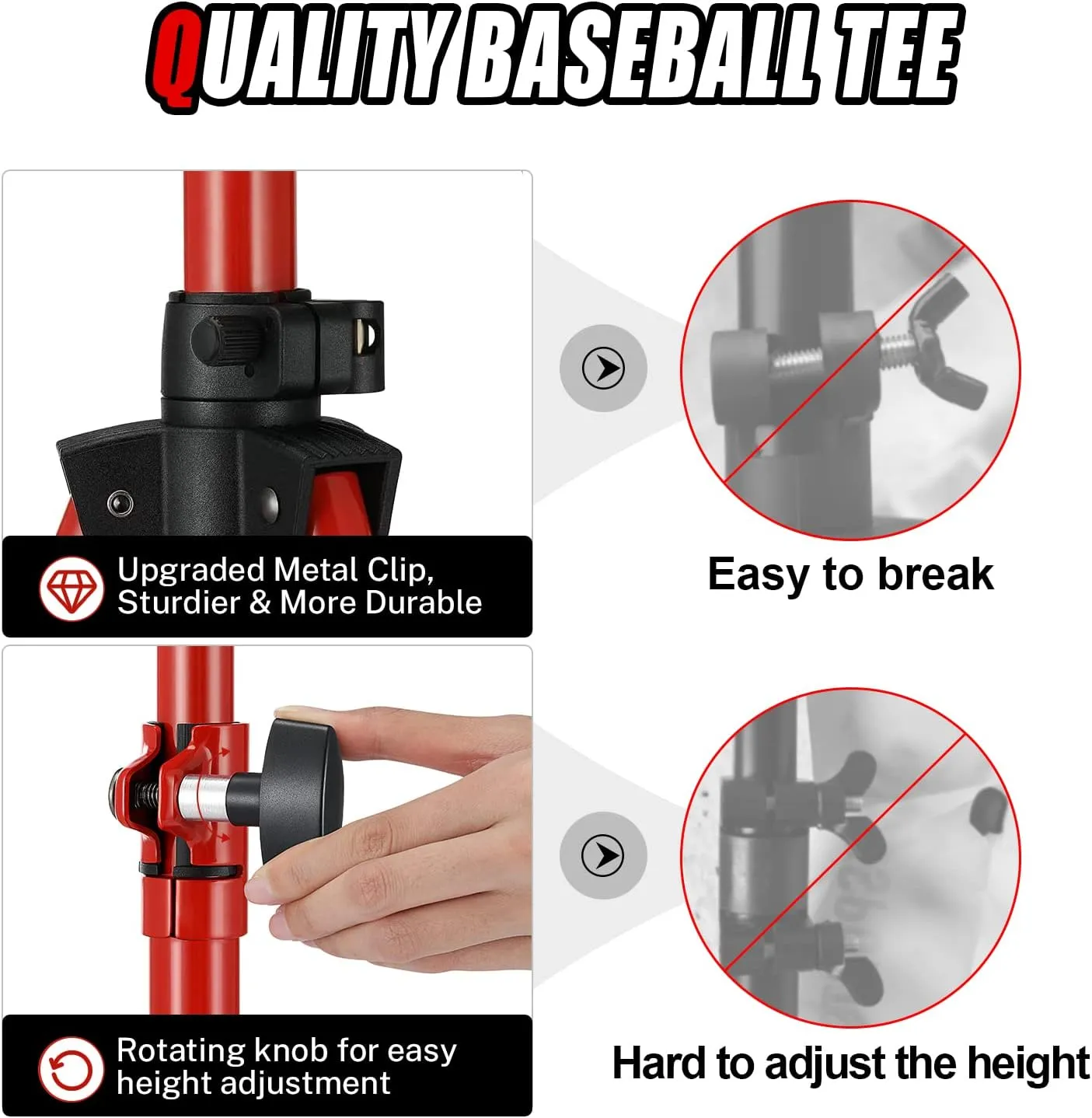 Gonex Baseball Softball Practice Hitting Batting Tripod Stand Rubber Tee Collapsible Portable with Carrying Bag