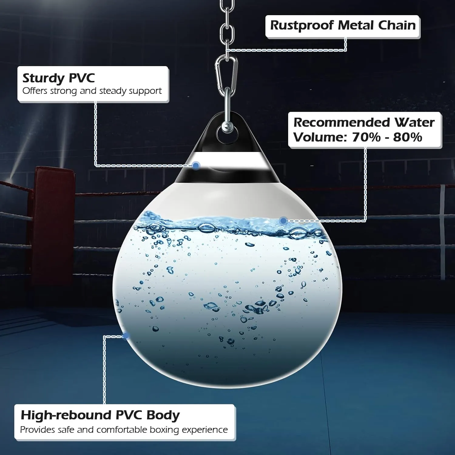 Goplus Water Aqua Bag, 21'' 180 Pound /18” 110 Pound Heavy Punching Bag with Adjustable Metal Chain, Water Injection Hose, Boxing Training Bag for Adults Fitness, MMA