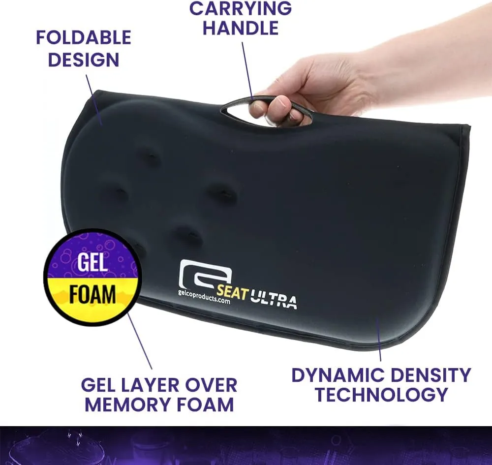 GSeat Ultra Orthopedic Gel and Foam Seat Cushion - for Coccyx, Back, Tailbone, Prostate, Postnatal, and Sciatica Pain/Discomfort - Office, Car, Chair, Travel (Cardinal Red)