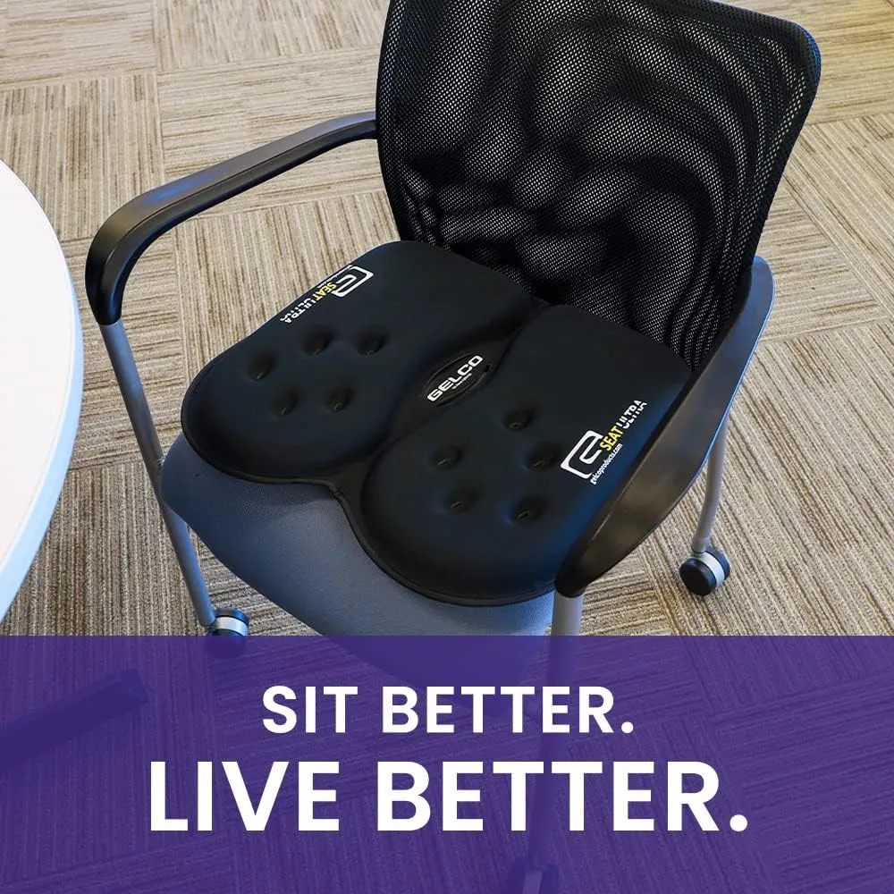 GSeat Ultra Orthopedic Gel and Foam Seat Cushion (Gray) – for Coccyx, Back, Tailbone, Prostate, Postnatal, and Sciatica Pain/Discomfort – Office, Car, Chair, Travel