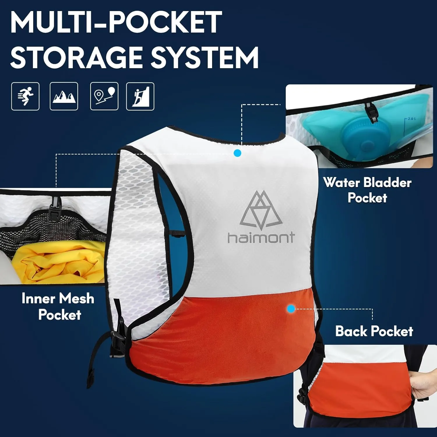 Haimont Running Hydration Vest, 5L Lightweight Runner Vest Pack for Women Men, Trail Running