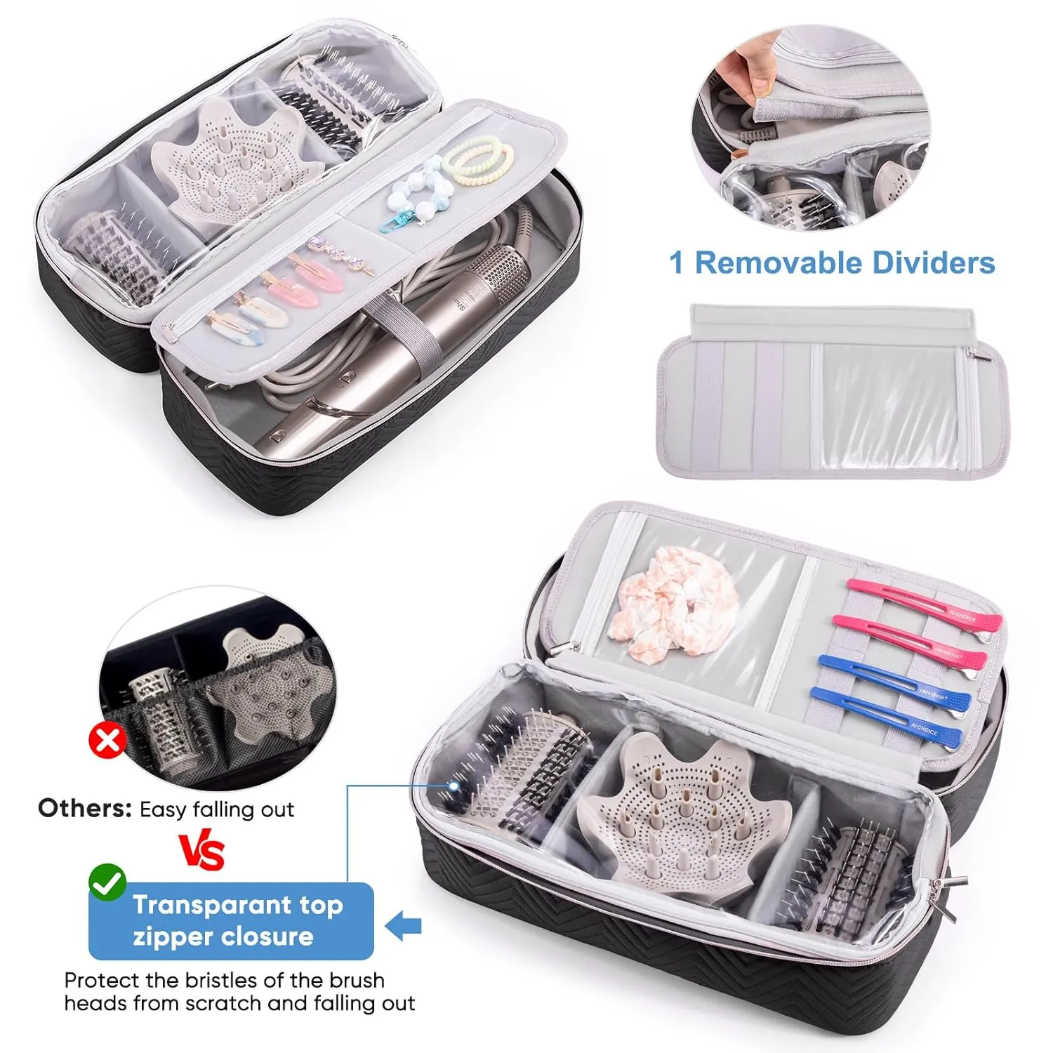 Hair Tools Travel Case - Black Dryer Bag, Large Case for Shark FlexStyle/SmoothStyle, Air Wrap Dryer & Curling Iron Organizer