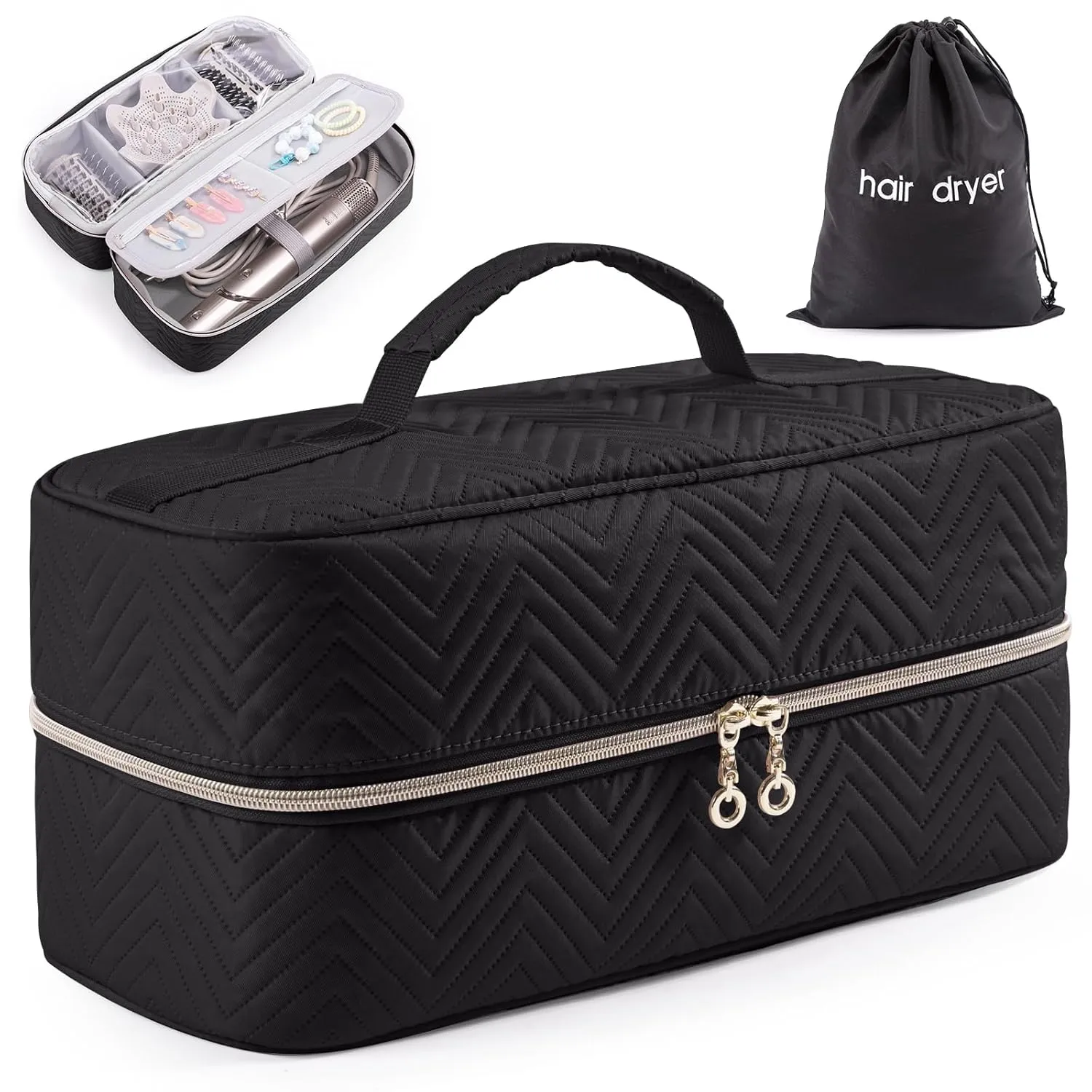 Hair Tools Travel Case - Black Dryer Bag, Large Case for Shark FlexStyle/SmoothStyle, Air Wrap Dryer & Curling Iron Organizer