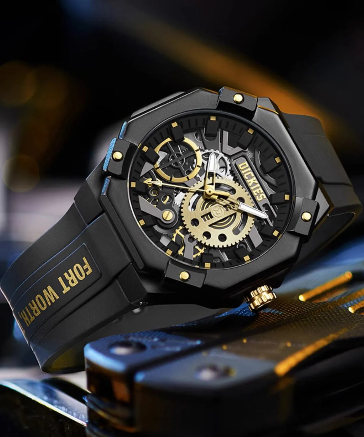 Handmade Black Silicone Rubber Waterproof Luminous Watch