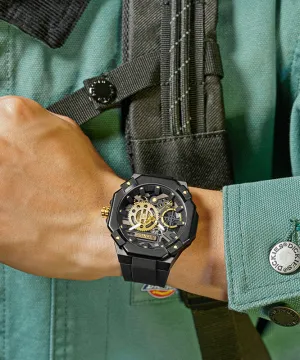 Handmade Black Silicone Rubber Waterproof Luminous Watch