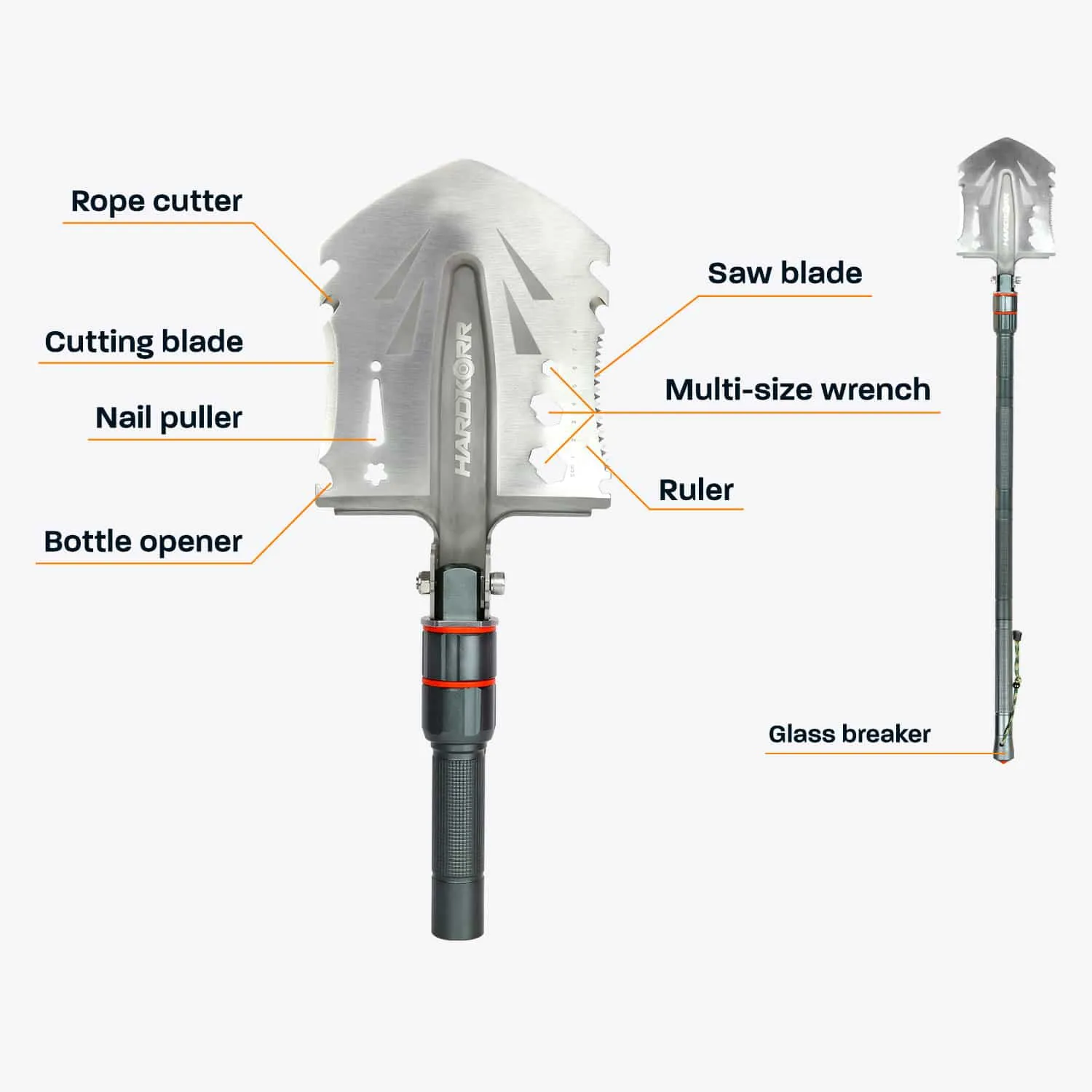 HARDKORR 15 Piece Multi-Tool Shovel
