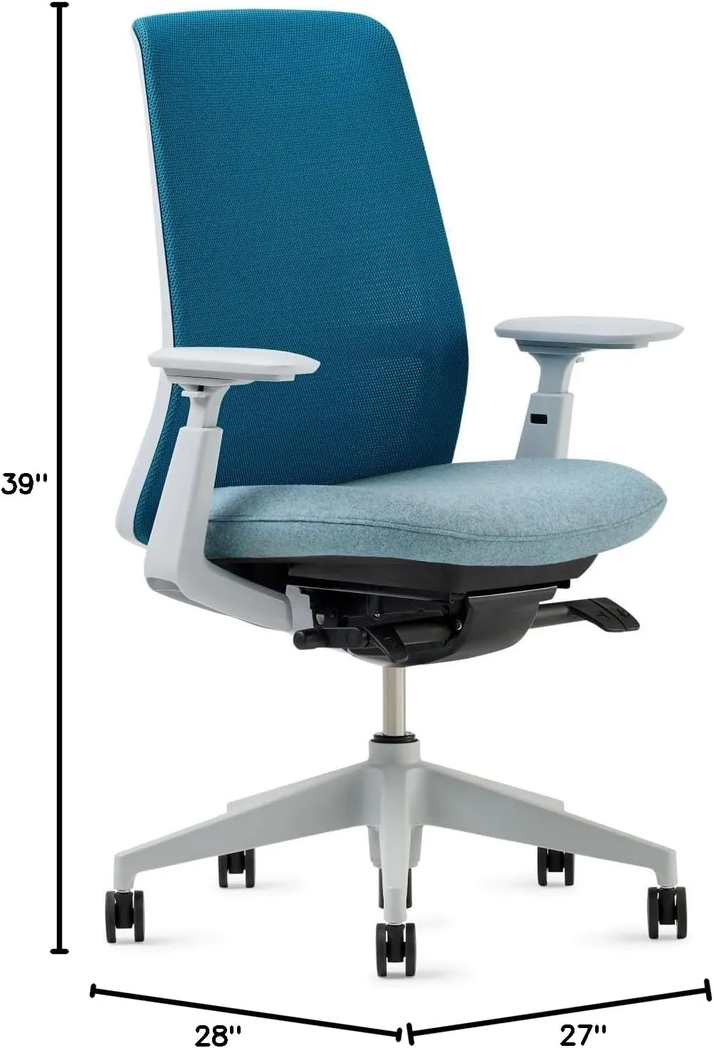 Haworth Soji Office Chair with Ergonomic Adjustments and Lumbar Support, Flexible Mesh Back (Ocean)