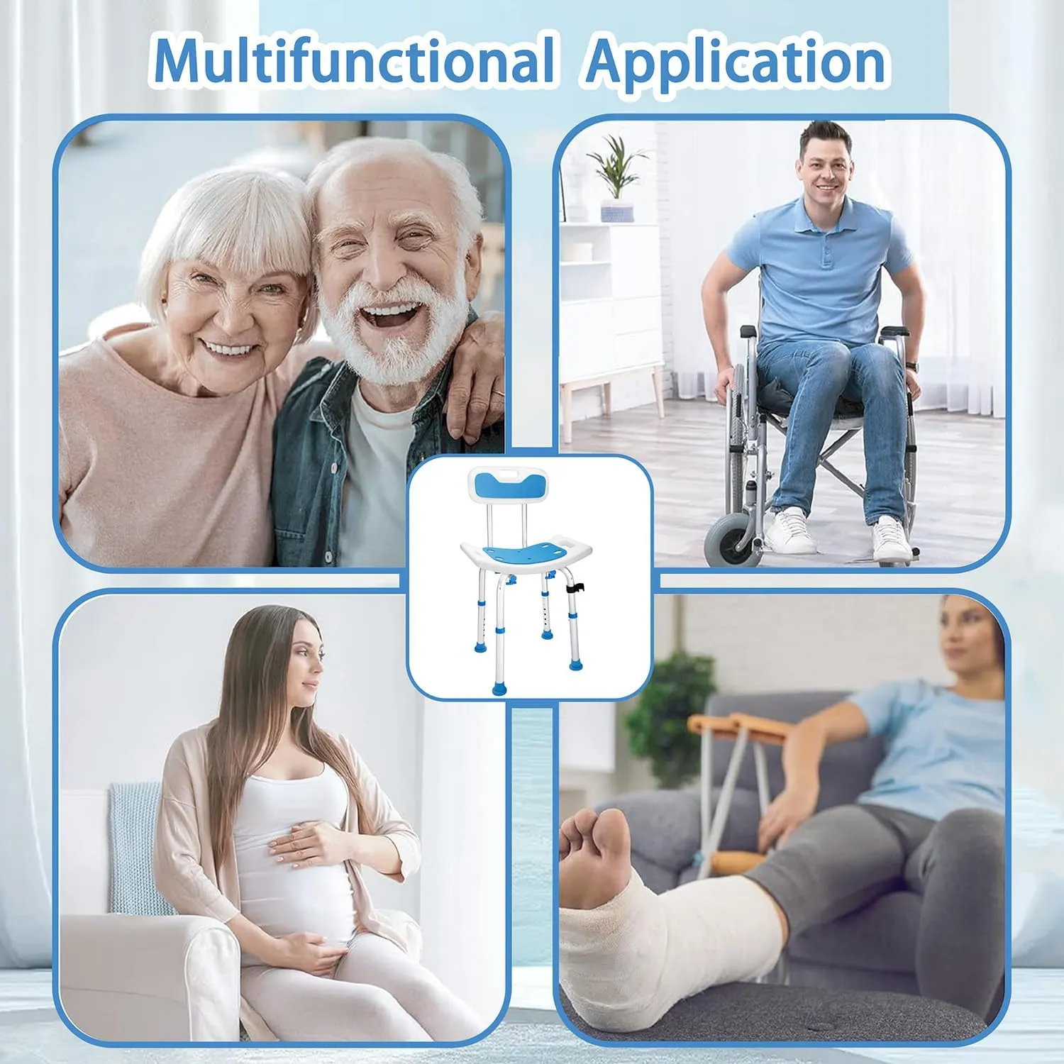 Heavy Duty Shower Chair 400 lbs Capacity - FSA/HSA Eligible Bath Seat with Removable Back, Non-Slip Bathtub Stool for Elderly & Disabled Adults, Safety Bathing Chair for Seniors