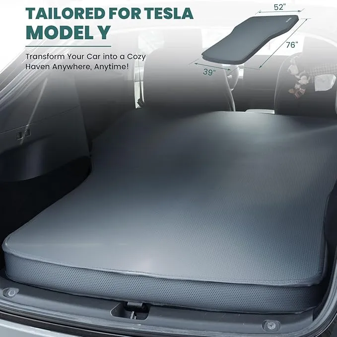 Hikenture Self Inflating Sleeping Pad for Tesla Model Y, Ultra Thick Car Camping Mattress Bed for Model Y, Insulated Double Sleeping Pad with Foam, R-Value 13 Camping Pad for All Season