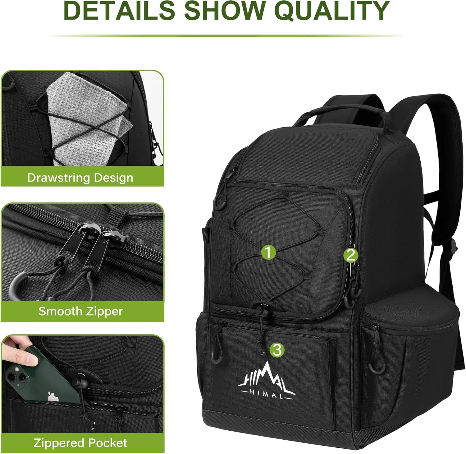 Himal Outdoors Disc Golf Bag with 30  Disc Capacity, Durable Disc Golf Backpack for Men Multiple Storage Pockets