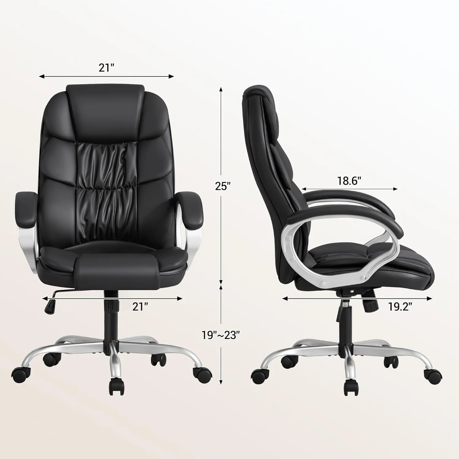 Homall Office Chair High Back Computer Desk Chair, PU Leather Adjustable Height Modern Executive Swivel Task Chair with Padded Armrests and Lumbar Support (Black)