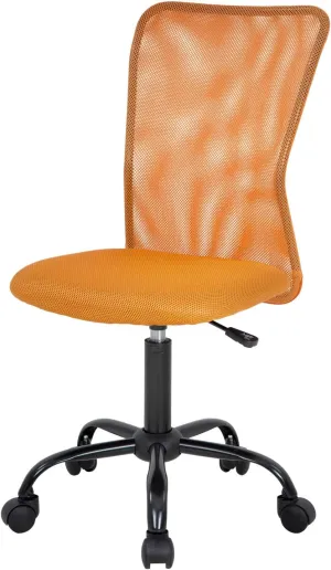 Home Office Chair Mid Back Mesh Desk Chair Armless Computer Ergonomic Task Rolling Swivel Back Support Adjustable Modern with Lumbar Support,Orange
