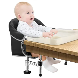 Hook on Chair with Removable Dining Tray, Portable Clip on High Chair Use at Most Tables, Fast Table Chair with Carry Bag, Travel Feeding Seat for Baby & Toddlers (Black)