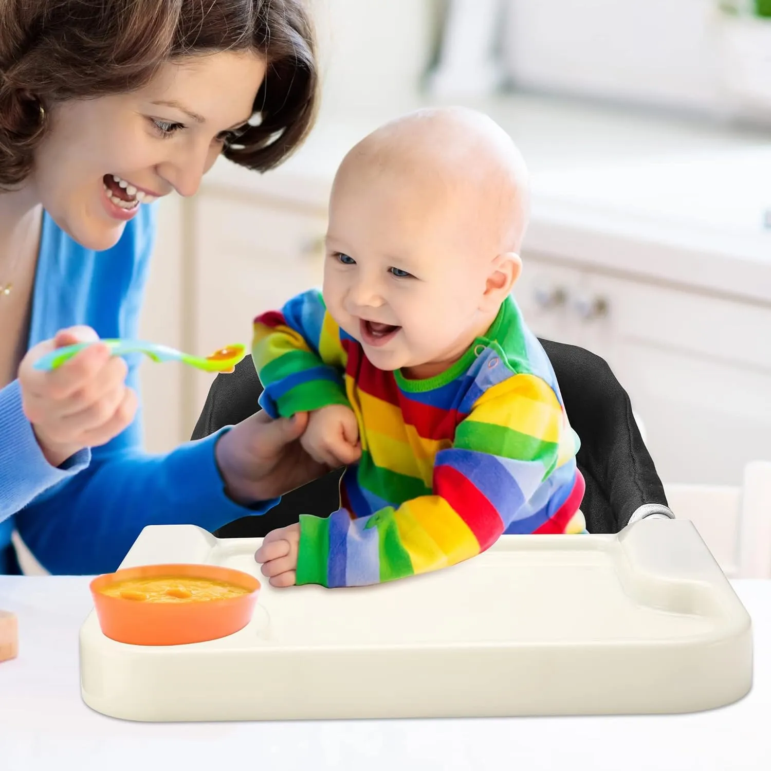 Hook on Chair with Removable Dining Tray, Portable Clip on High Chair Use at Most Tables, Fast Table Chair with Carry Bag, Travel Feeding Seat for Baby & Toddlers (Black)